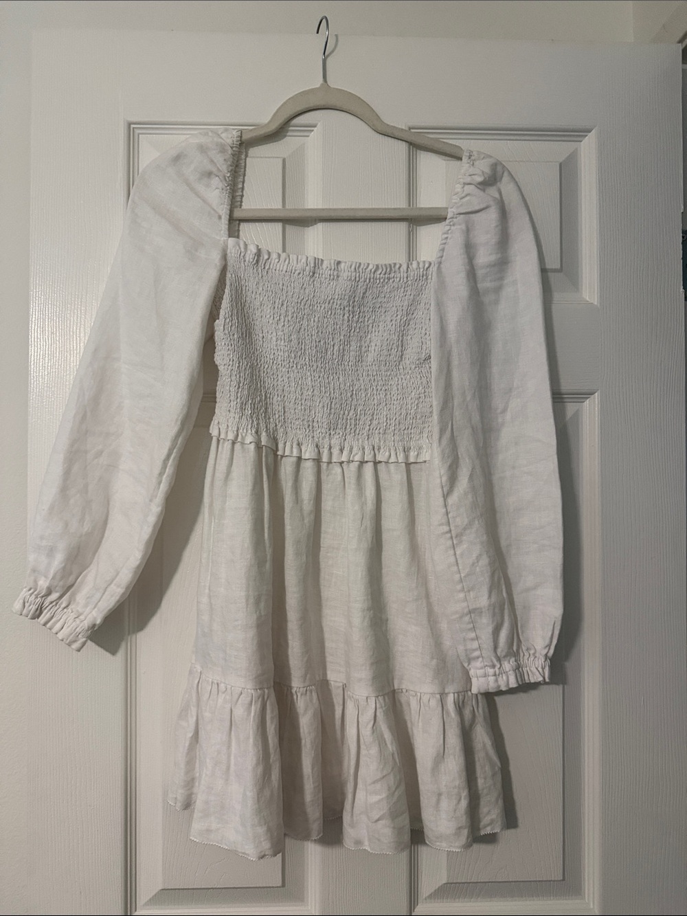 Wilfred White Smocked Mini Dress